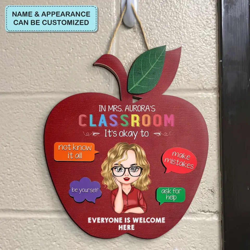 Personalized Custom Door Sign - Welcoming, Birthday, Teacher's Day Gift For Teacher - In This Classroom