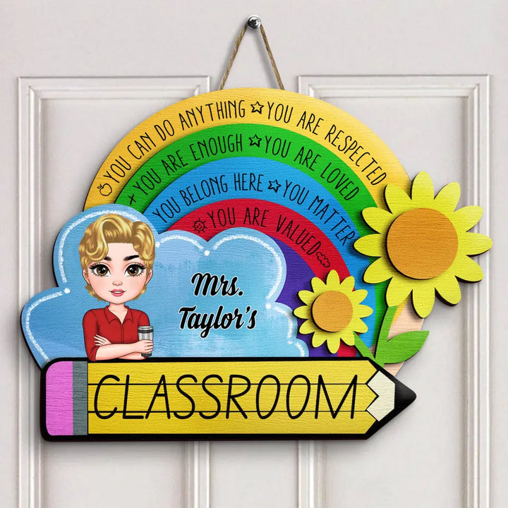 Personalized Custom Door Sign - Welcoming, Birthday, Teacher's Day Gift For Teacher - In This Class Sunflower Door Sign