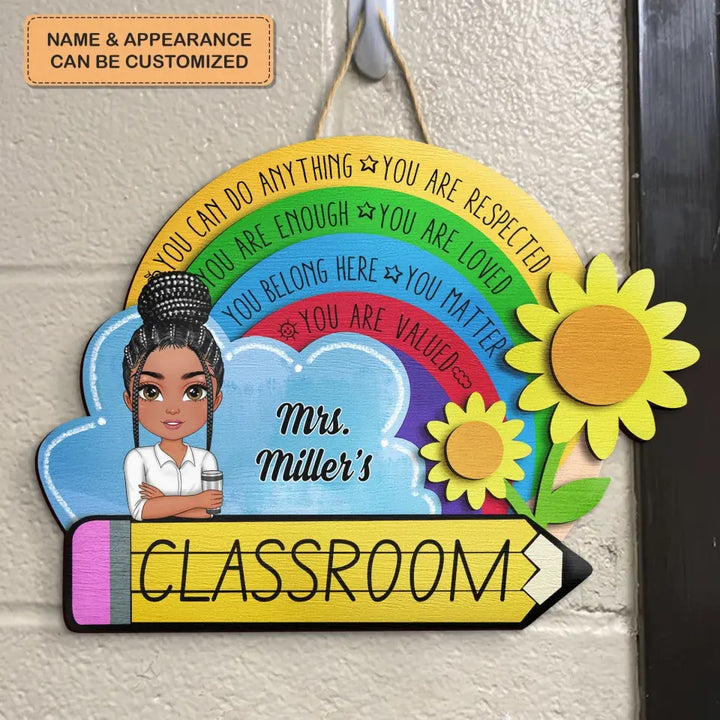 Personalized Custom Door Sign - Welcoming, Birthday, Teacher's Day Gift For Teacher - In This Class Sunflower Door Sign
