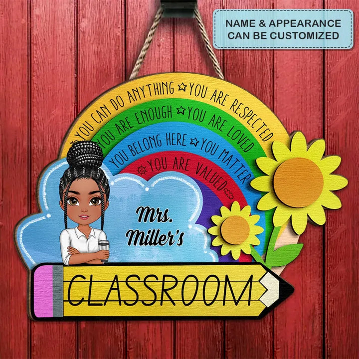 Personalized Custom Door Sign - Welcoming, Birthday, Teacher's Day Gift For Teacher - In This Class Sunflower Door Sign