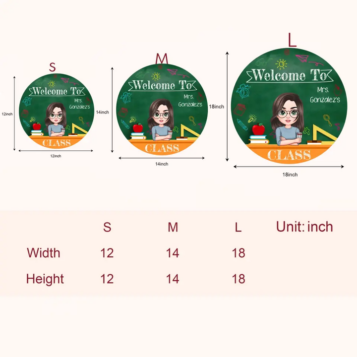 Personalized Custom Door Sign - Welcoming, Teacher's Day Gift For Teacher - Welcome To The Class V2