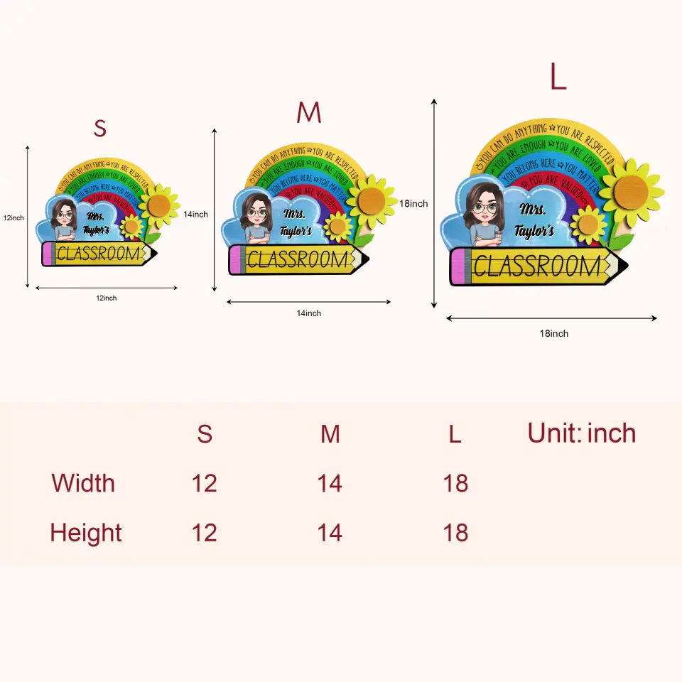 Personalized Custom Door Sign - Welcoming, Birthday, Teacher's Day Gift For Teacher - In This Class Sunflower Door Sign