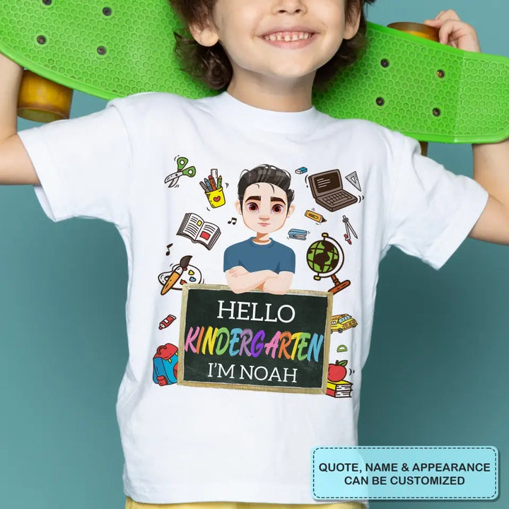 Personalized Custom T-shirt - Birthday Gift For Kid - Hello Kindergarten