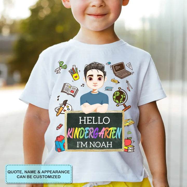 Personalized Custom T-shirt - Birthday Gift For Kid - Hello Kindergarten