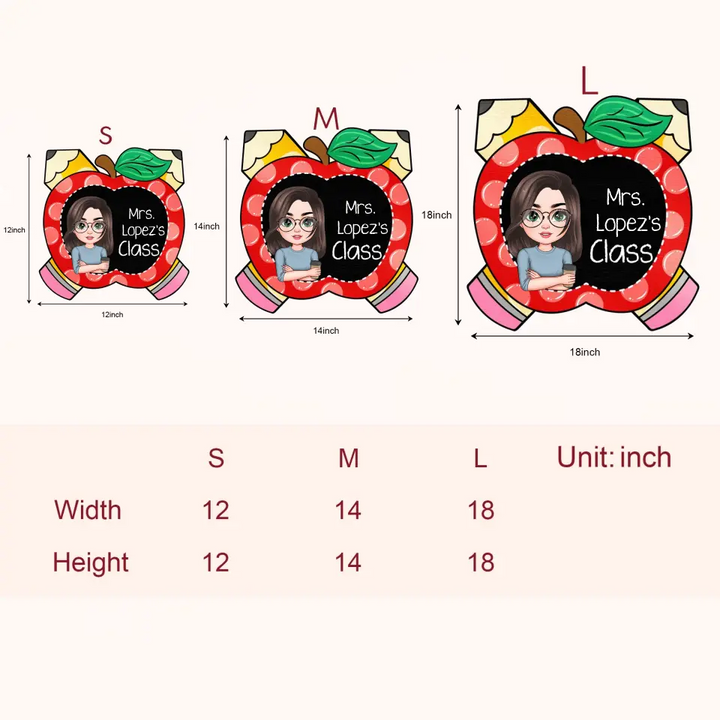 Personalized Custom Door Sign - Welcoming, Teacher's Day Gift For Teacher - Teacher Pencil Apple