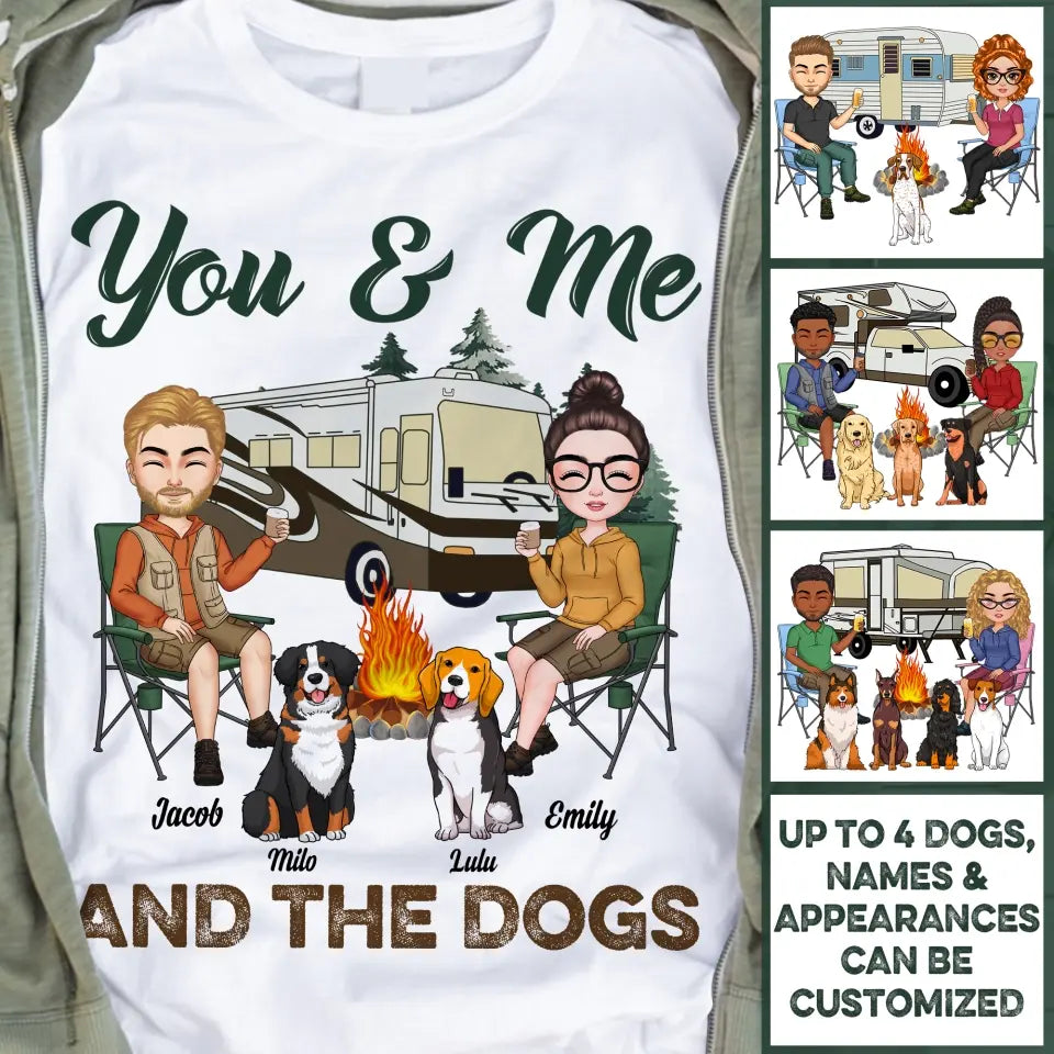 Personalized Custom T-shirt - Anniversary Gift For Couple - You And Me And The Dogs