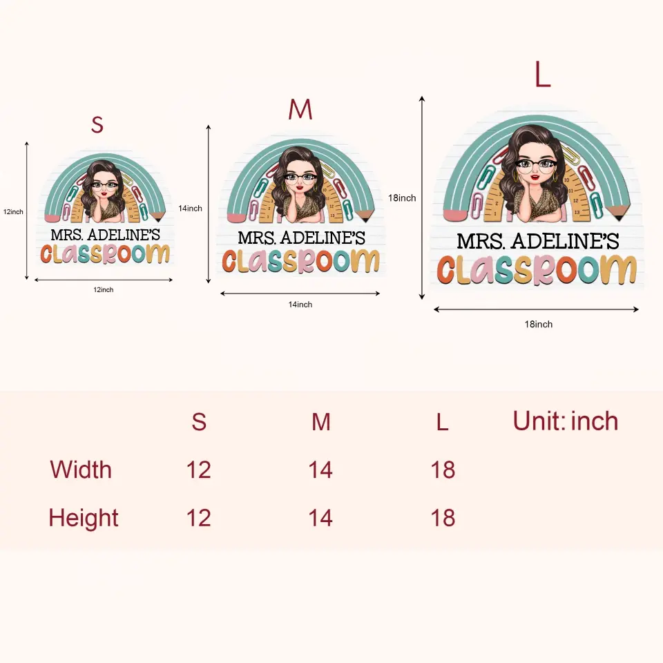 Personalized Custom Door Sign - Teacher's Day Gift For Teacher - Rainbow Classroom