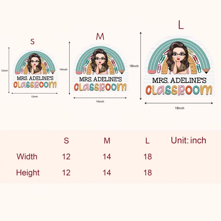 Personalized Custom Door Sign - Teacher's Day Gift For Teacher - Rainbow Classroom