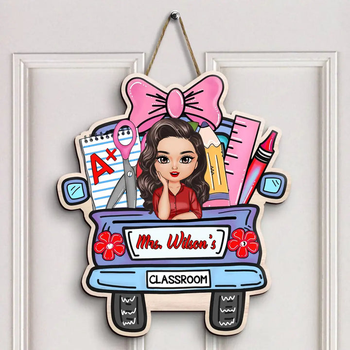 Personalized Custom Door Sign - Teacher's Day, Appreciation Gift For Teacher - Blue Car Door Sign