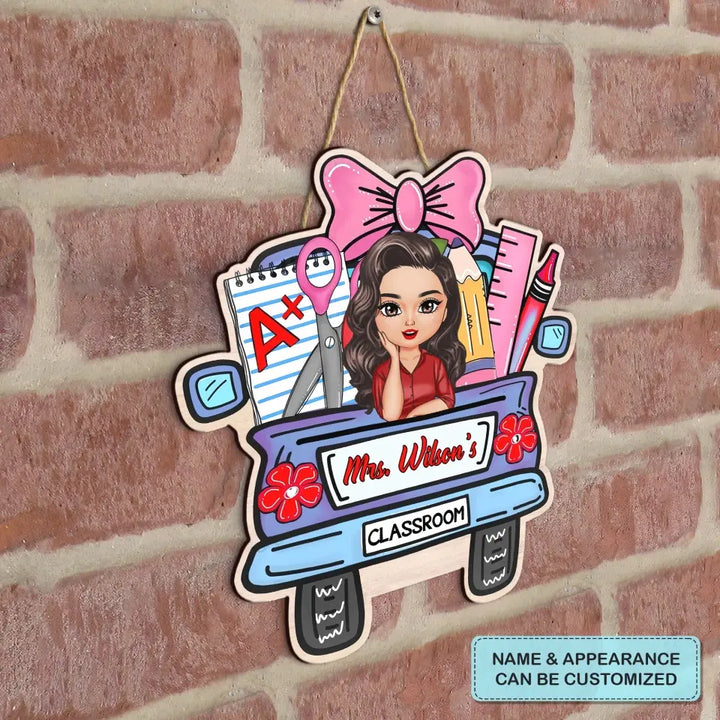 Personalized Custom Door Sign - Teacher's Day, Appreciation Gift For Teacher - Blue Car Door Sign