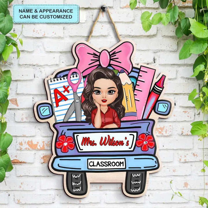 Personalized Custom Door Sign - Teacher's Day, Appreciation Gift For Teacher - Blue Car Door Sign