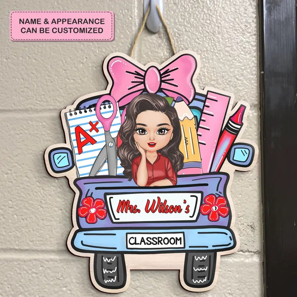 Personalized Custom Door Sign - Teacher's Day, Appreciation Gift For Teacher - Blue Car Door Sign