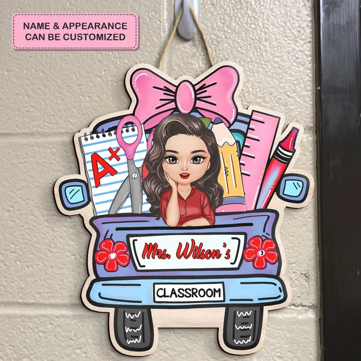 Personalized Custom Door Sign - Teacher's Day, Appreciation Gift For Teacher - Blue Car Door Sign