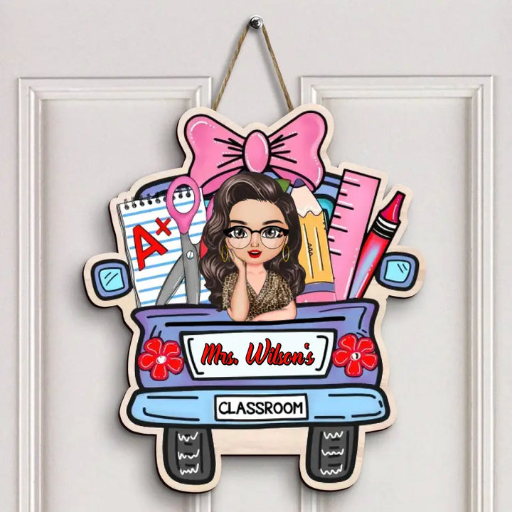 Personalized Custom Door Sign - Teacher's Day, Appreciation Gift For Teacher - Blue Car Door Sign