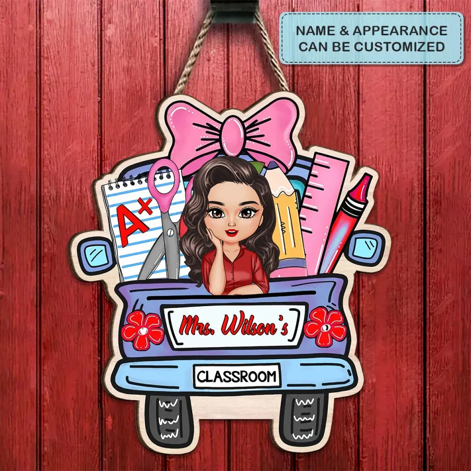 Personalized Custom Door Sign - Teacher's Day, Appreciation Gift For Teacher - Blue Car Door Sign