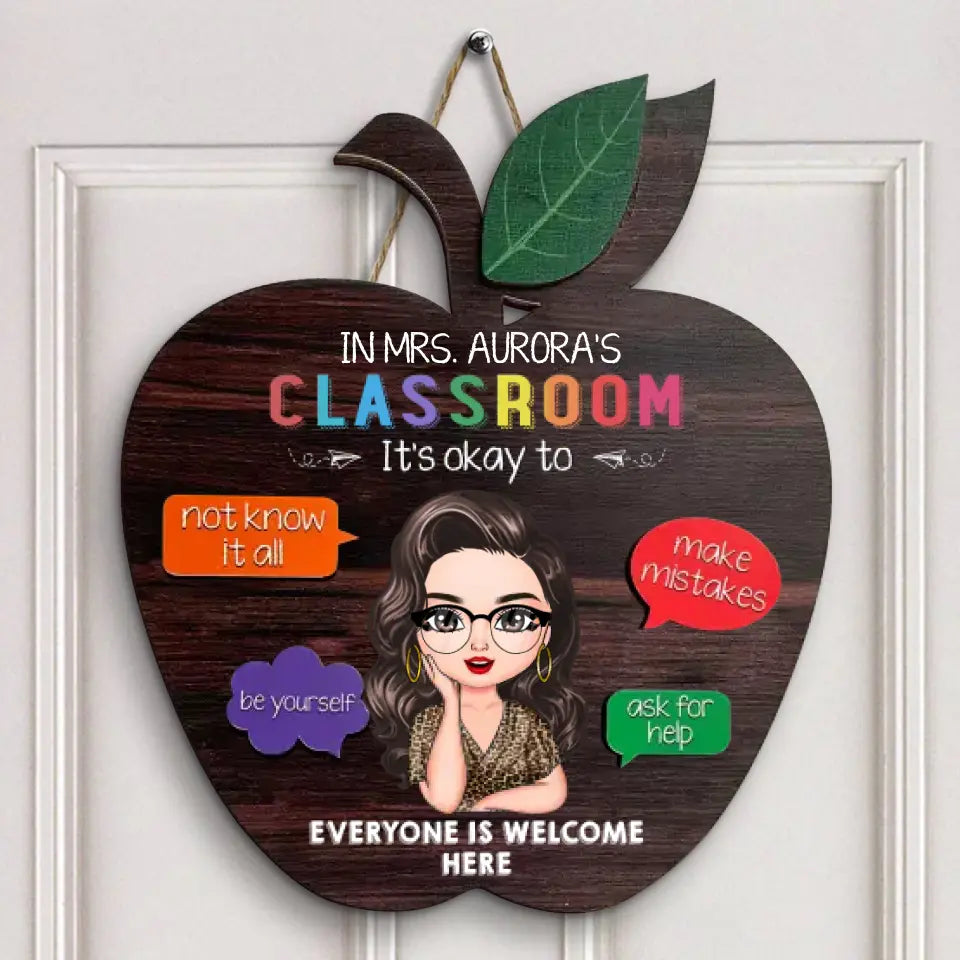 Personalized Custom Door Sign - Welcoming, Birthday, Teacher's Day Gift For Teacher - In This Classroom