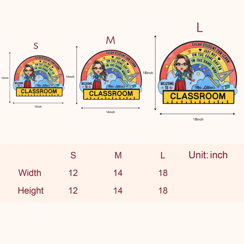 Personalized Custom Door Sign - Teacher's Day, Appreciation Gift For Teacher - Every Student Can Learn Just Not On The Same Day Or In The Same Way