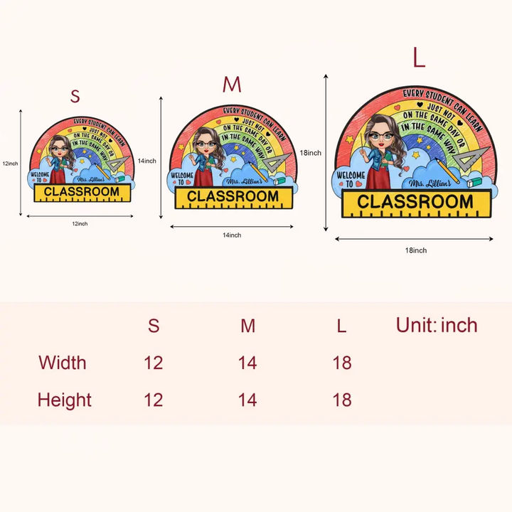 Personalized Custom Door Sign - Teacher's Day, Appreciation Gift For Teacher - Every Student Can Learn Just Not On The Same Day Or In The Same Way