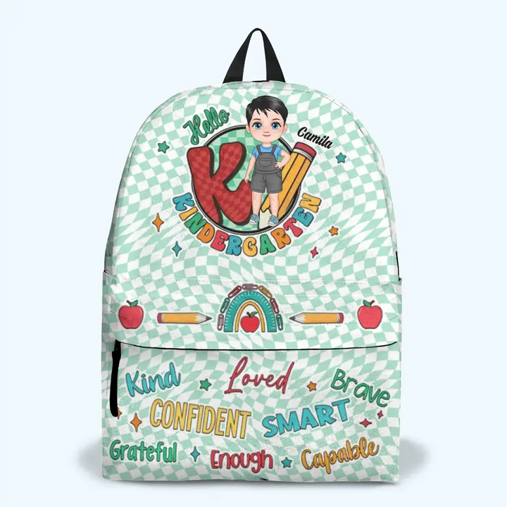 Personalized Custom Backpack - Back To School, Birthday Gift For Kindergarten, Pre-K, 1st Grade, 2nd Grade, 3rd Grade, 4th Grade, 5th Grade, 6th Grade Kid - Hello Kindergarten