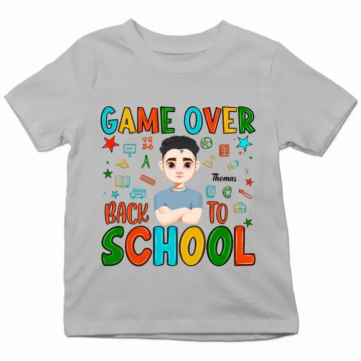 Personalized Custom T-shirt - Back To School Gift For Kid - Game Over Back To School