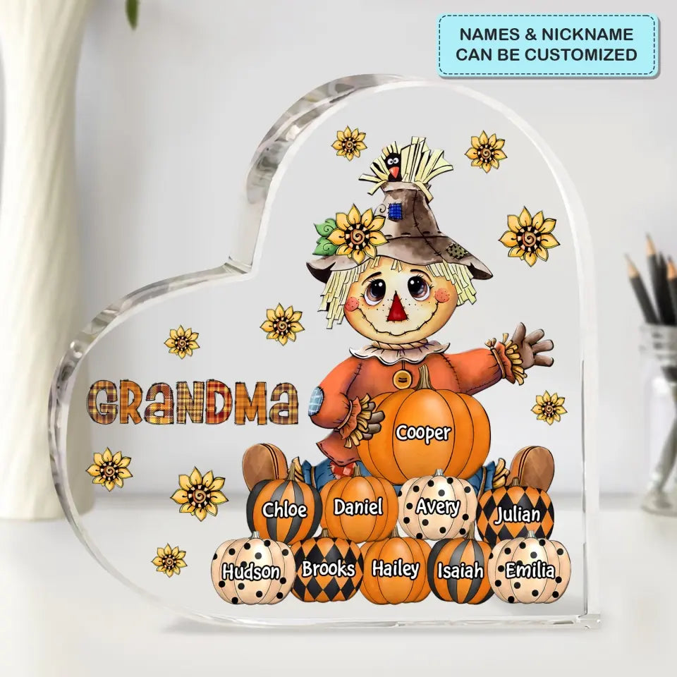 Personalized Custom Heart-shaped Acrylic Plaque - Mother's Day Gift For Mom, Grandma - Grandma's Sweethearts Fall