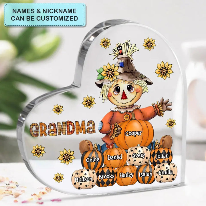 Personalized Custom Heart-shaped Acrylic Plaque - Mother's Day Gift For Mom, Grandma - Grandma's Sweethearts Fall