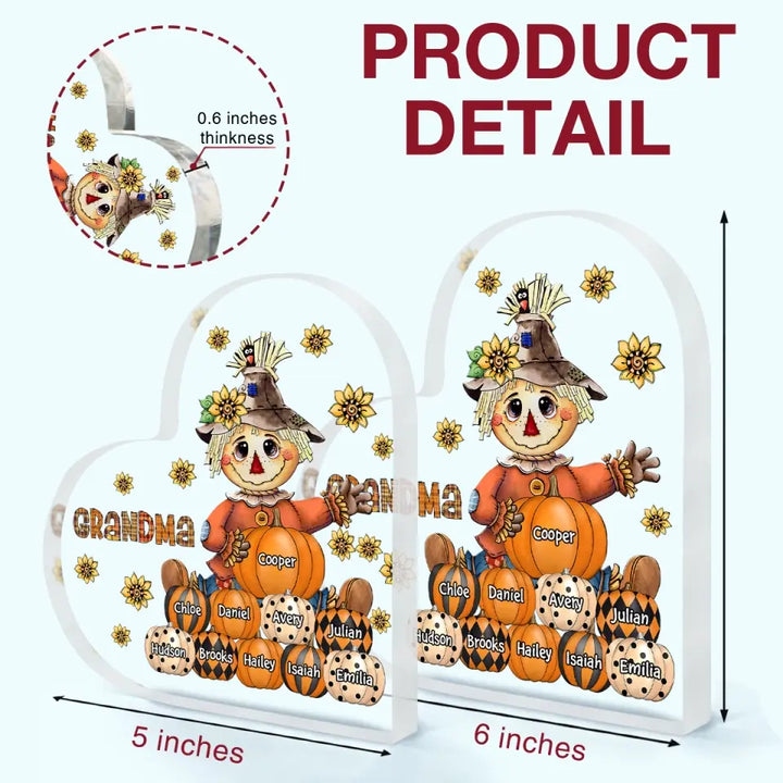 Personalized Custom Heart-shaped Acrylic Plaque - Mother's Day Gift For Mom, Grandma - Grandma's Sweethearts Fall