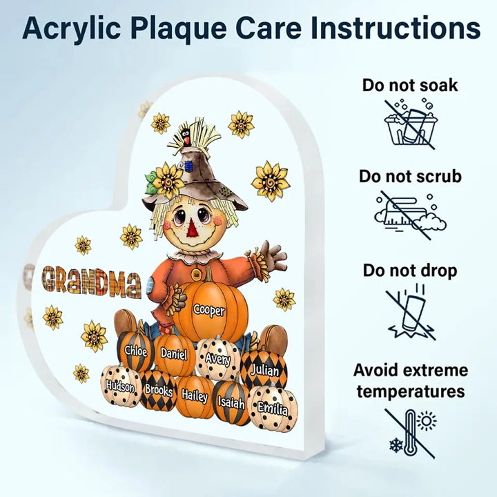 Personalized Custom Heart-shaped Acrylic Plaque - Mother's Day Gift For Mom, Grandma - Grandma's Sweethearts Fall