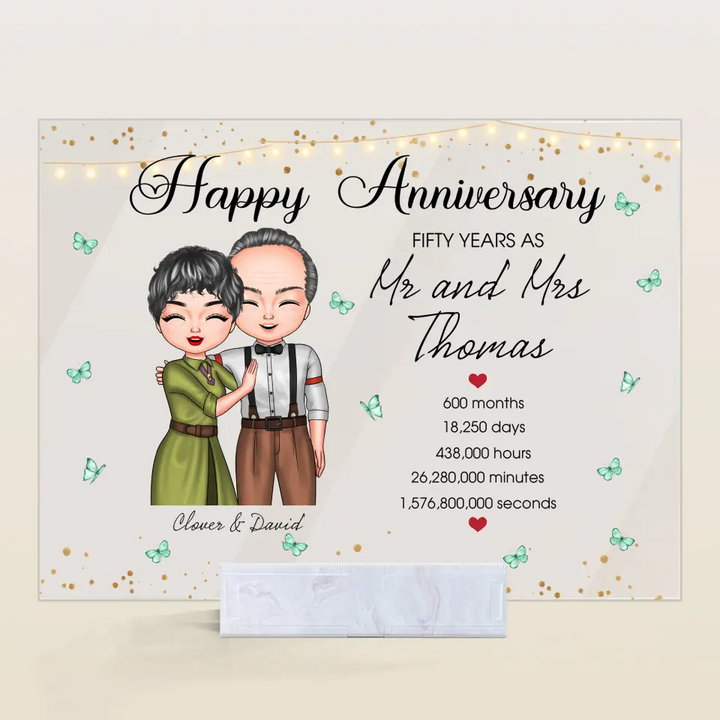 Personalized Custom Acrylic Plaque - Anniversary Gift For Couple - Happy Wedding