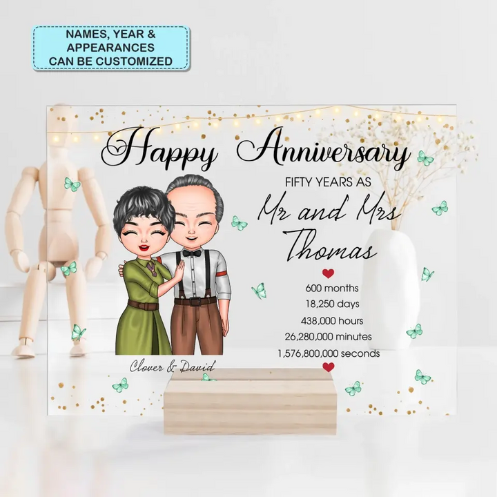 Personalized Custom Acrylic Plaque - Anniversary Gift For Couple - Happy Wedding