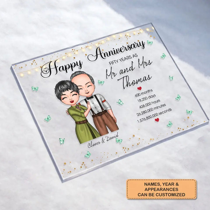 Personalized Custom Acrylic Plaque - Anniversary Gift For Couple - Happy Wedding