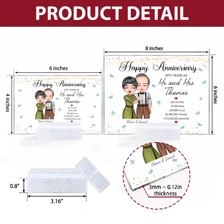 Personalized Custom Acrylic Plaque - Anniversary Gift For Couple - Happy Wedding