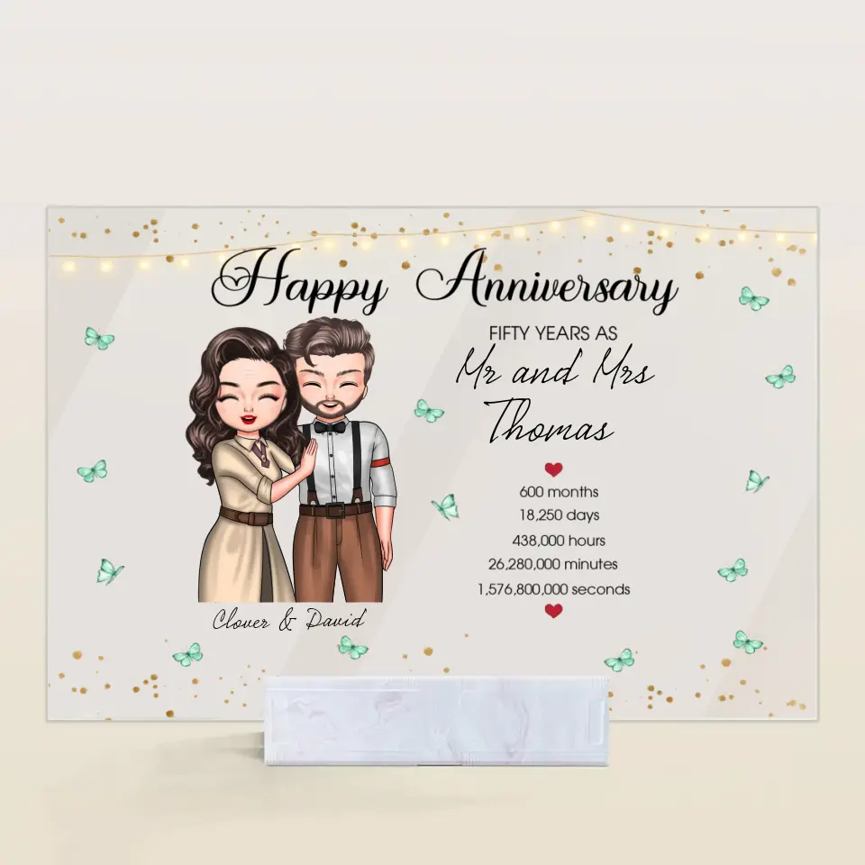 Personalized Custom Acrylic Plaque - Anniversary Gift For Couple - Happy Wedding