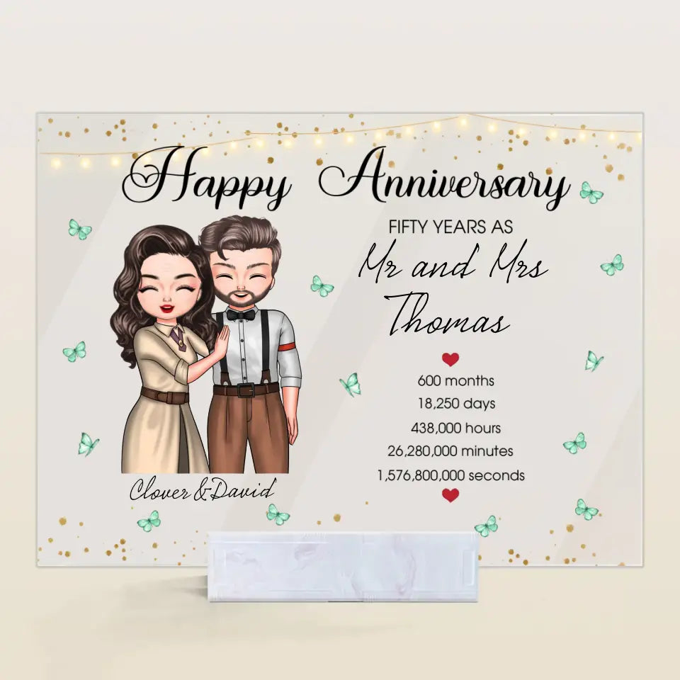 Personalized Custom Acrylic Plaque - Anniversary Gift For Couple - Happy Wedding