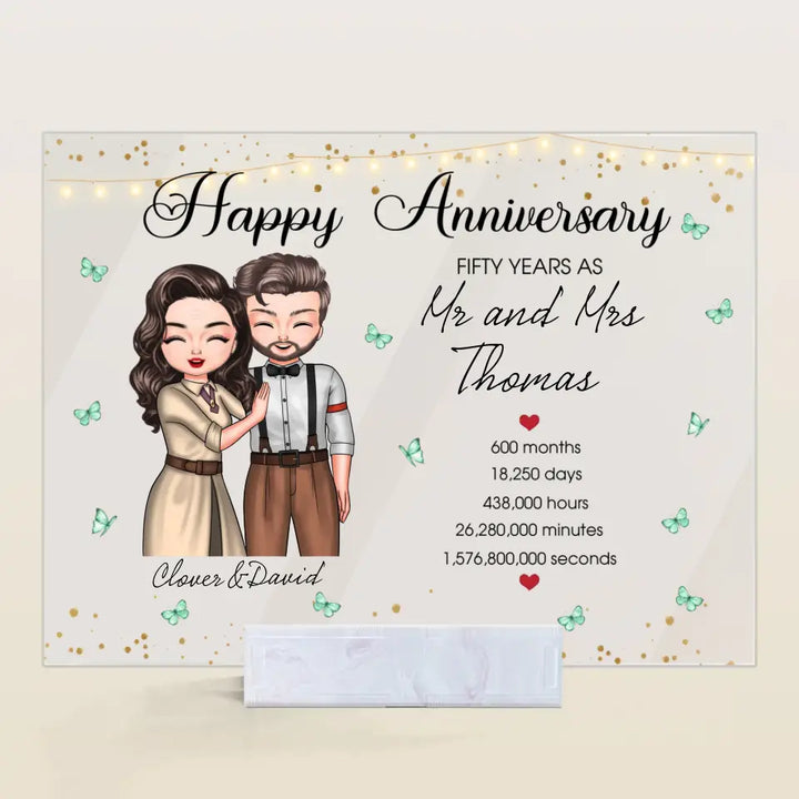 Personalized Custom Acrylic Plaque - Anniversary Gift For Couple - Happy Wedding