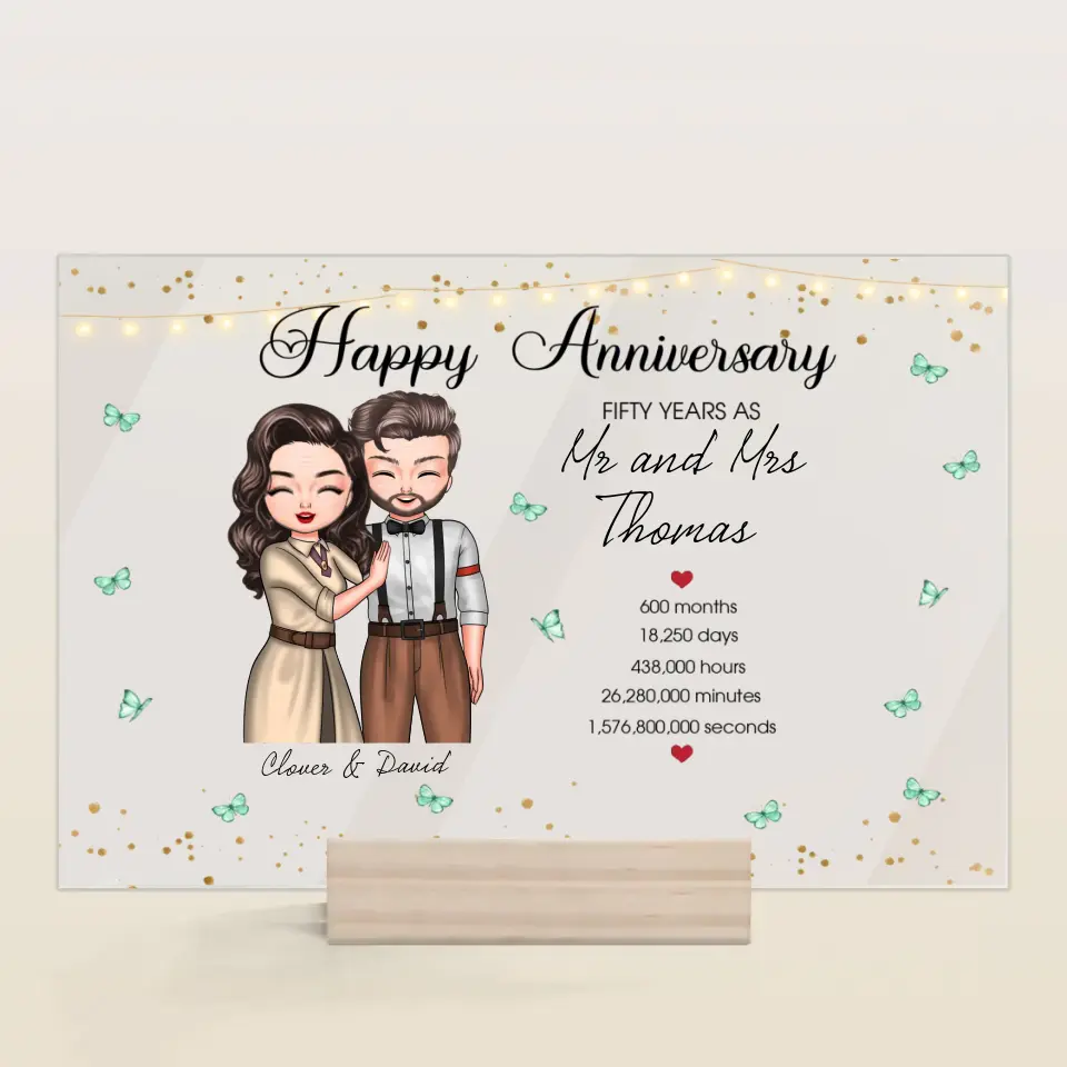 Personalized Custom Acrylic Plaque - Anniversary Gift For Couple - Happy Wedding