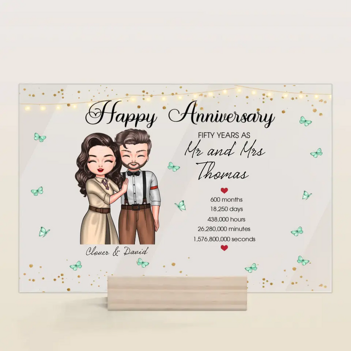 Personalized Custom Acrylic Plaque - Anniversary Gift For Couple - Happy Wedding