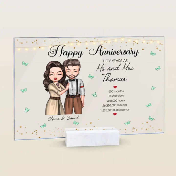 Personalized Custom Acrylic Plaque - Anniversary Gift For Couple - Happy Wedding