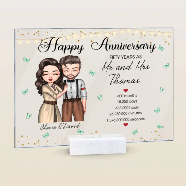 Personalized Custom Acrylic Plaque - Anniversary Gift For Couple - Happy Wedding