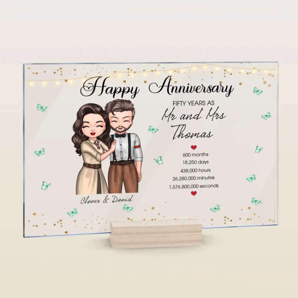 Personalized Custom Acrylic Plaque - Anniversary Gift For Couple - Happy Wedding