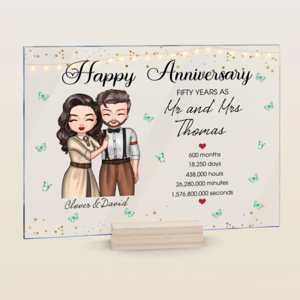 Personalized Custom Acrylic Plaque - Anniversary Gift For Couple - Happy Wedding