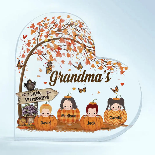 Personalized Custom Heart-shaped Acrylic Plaque - Mother's Day Gift For Mom, Grandma - Grandma's Little Pumpkin