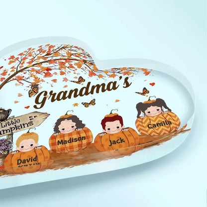 Personalized Custom Heart-shaped Acrylic Plaque - Mother's Day Gift For Mom, Grandma - Grandma's Little Pumpkin