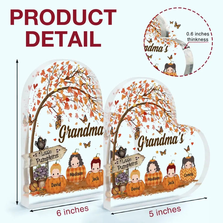 Personalized Custom Heart-shaped Acrylic Plaque - Mother's Day Gift For Mom, Grandma - Grandma's Little Pumpkin