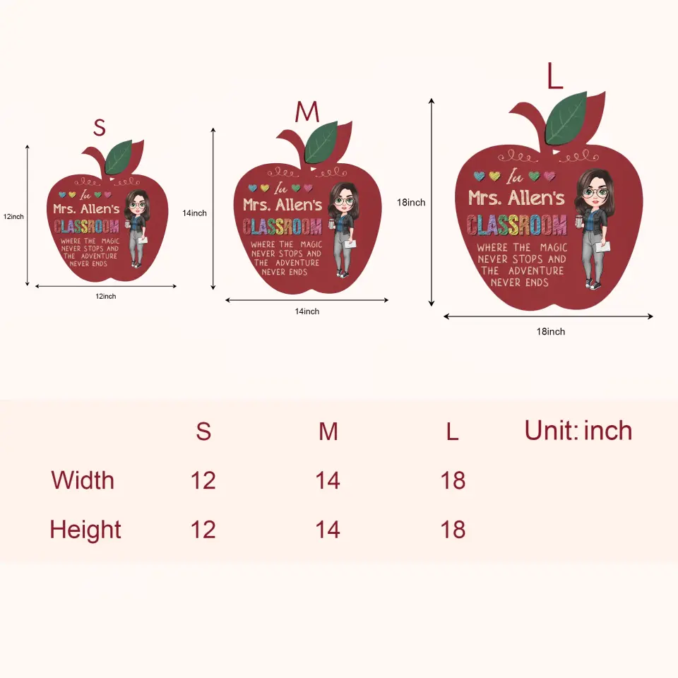 Personalized Custom Door Sign - Teacher's Day, Appreciation Gift For Teacher - Where The Magic Never Stop