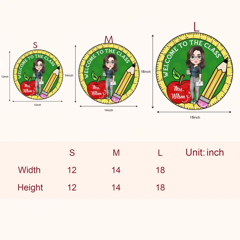 Personalized Custom Door Sign - Teacher's Day, Appreciation Gift For Teacher - Welcome To The Class Door Sign