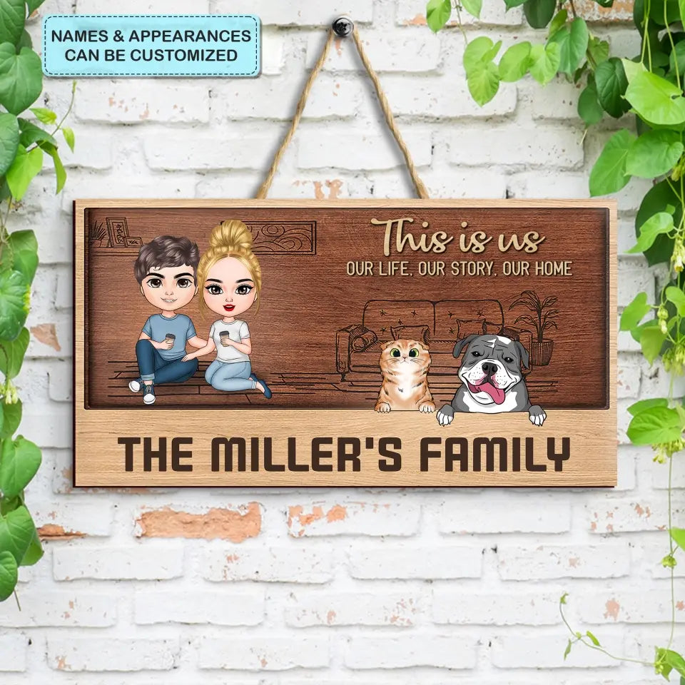 Personalized Custom Door Sign - Birthday Gift For Family - Our Life Our Story Our Home