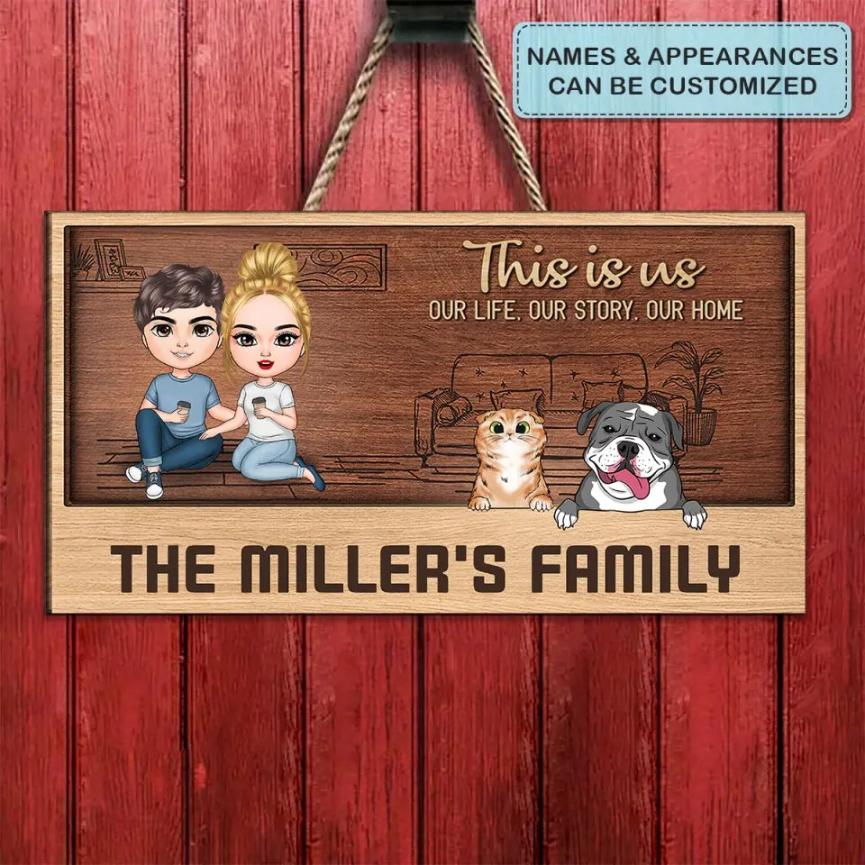 Personalized Custom Door Sign - Birthday Gift For Family - Our Life Our Story Our Home