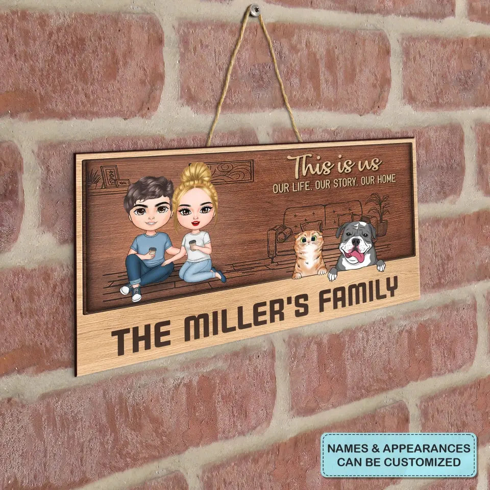 Personalized Custom Door Sign - Birthday Gift For Family - Our Life Our Story Our Home