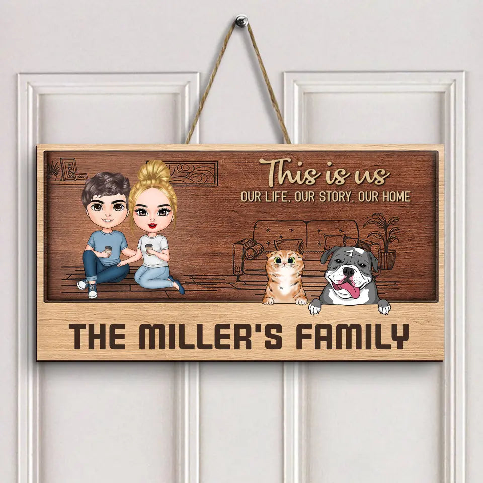 Personalized Custom Door Sign - Birthday Gift For Family - Our Life Our Story Our Home